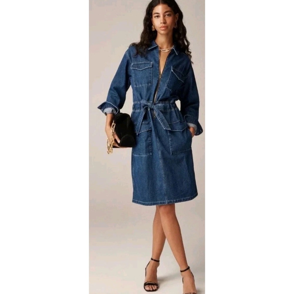J.Crew Denim Utility Straight Dress 100% Cotton Valley Stream Blue‎ Size 0 New